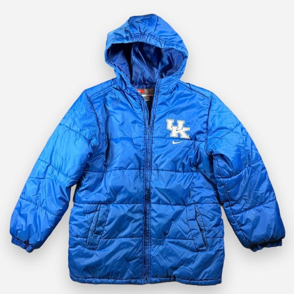 Vintage Nike Team Kentucky Wildcats Blue Puffer Jacket Youth XL (Women's Medium)